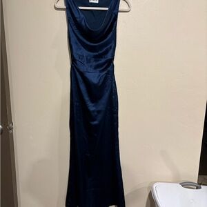 Princess Polly Blue Ruched Maxi Dress Cowl Neck